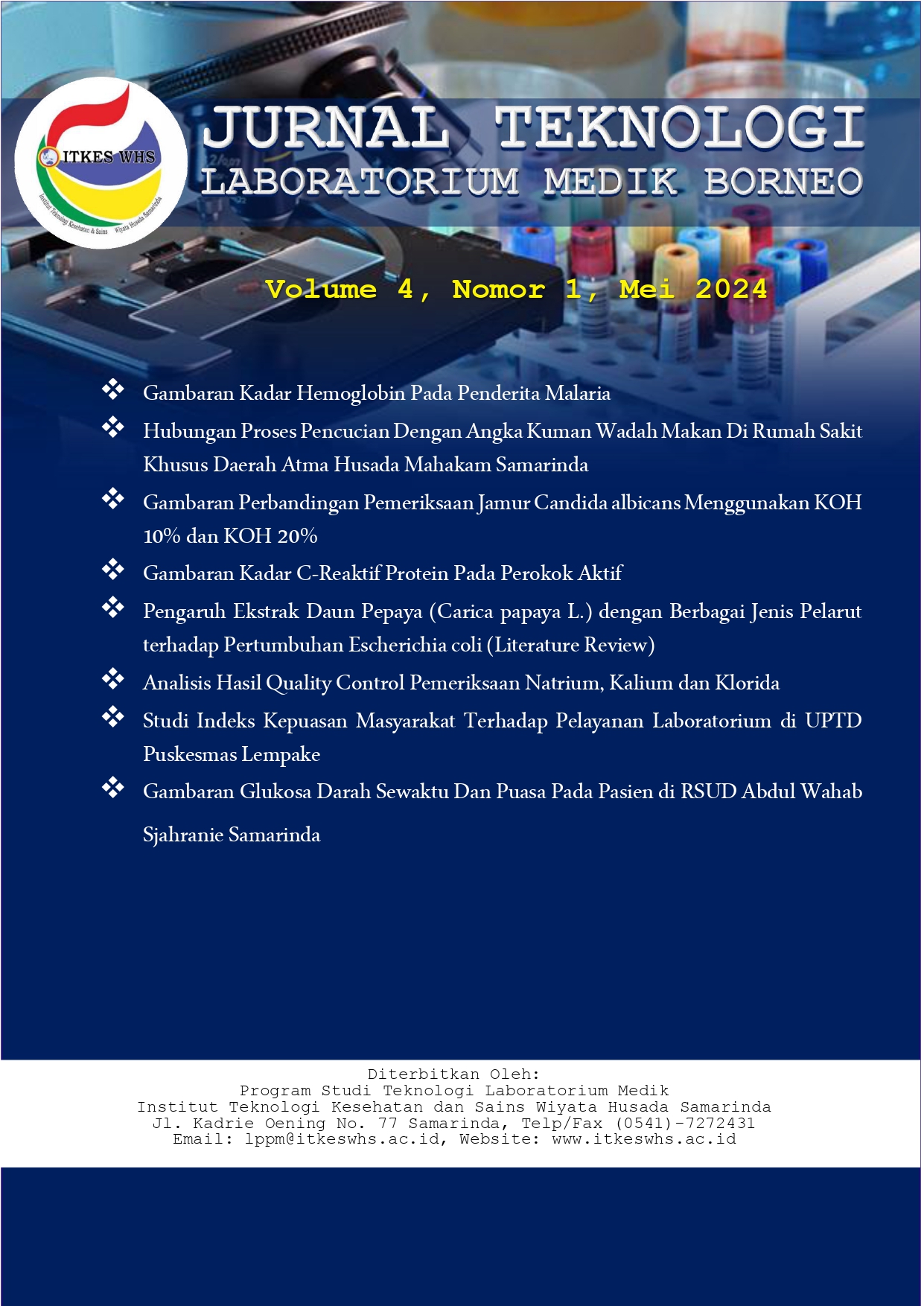 					View Vol. 4 No. 1 (2024): Jurnal Teknologi Laboratorium Medik Borneo
				